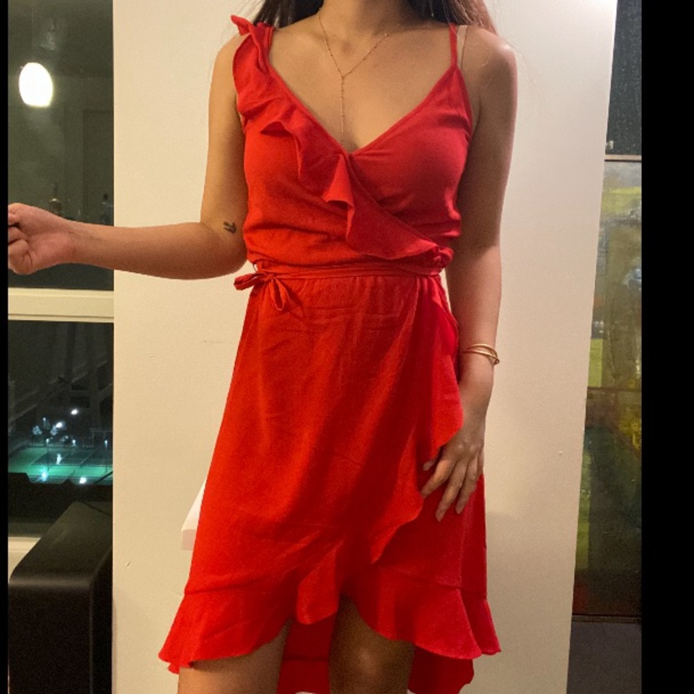 Red Wrap Style Dress